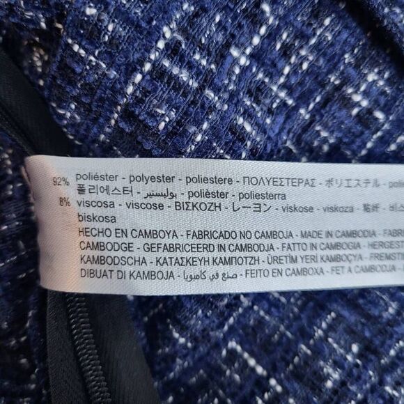 Zara Women's Blue Tweed Textured Off the Shoulder Top Long Sleeve Size Small - Picture 7 of 10